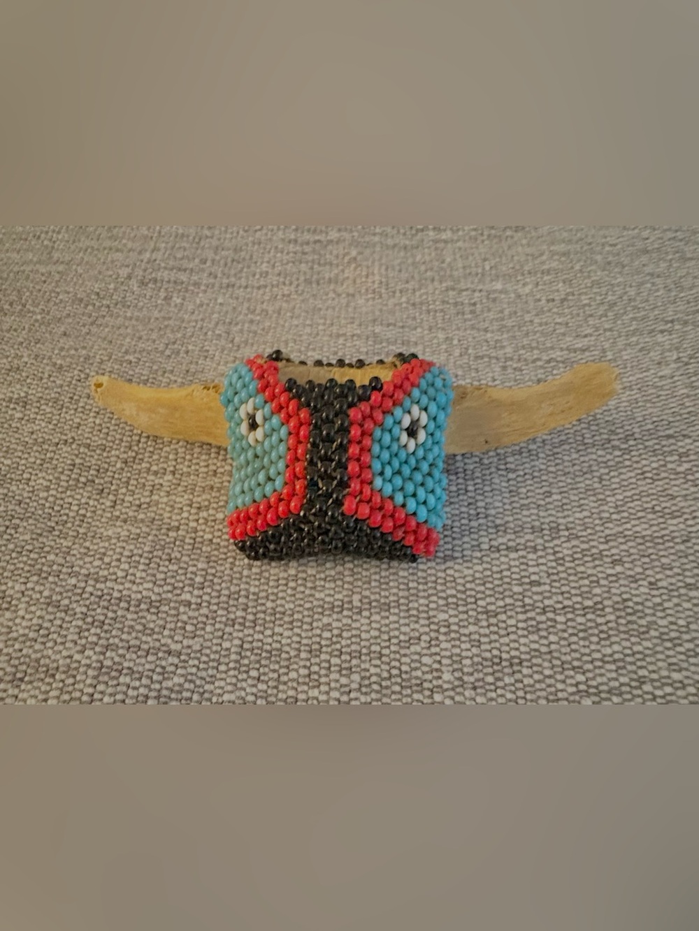 Native American Bone and Bead Bolo Tie Holder